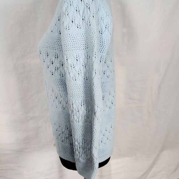 Vtg 1970s Rosanna Wintuk Blue Knit Cardigan Orlon Acrylic Round Neck Sweater - Picture 11 of 16